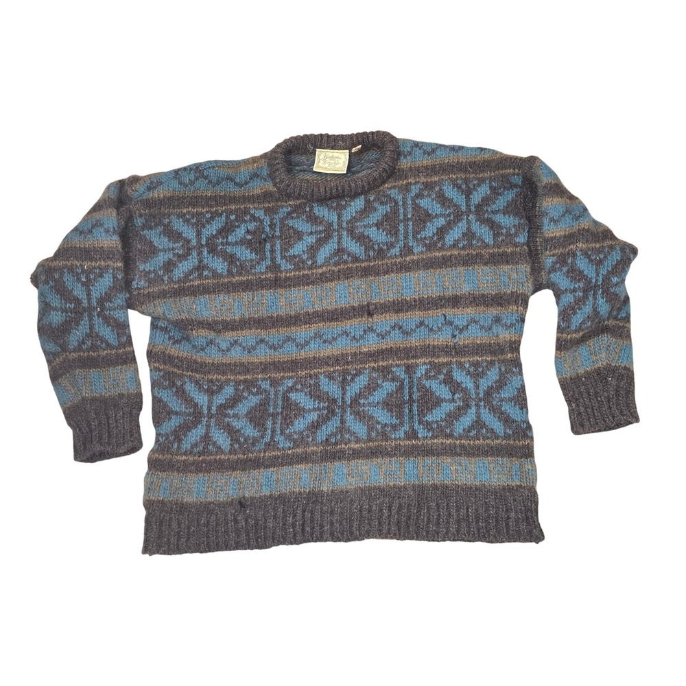 Holes* Gaeltarra Vintage Ireland Wool Fair Isle Sweater Nordic Shrunken to M